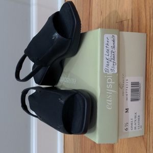 Easy Spirit Black Leather Slingback Sandals